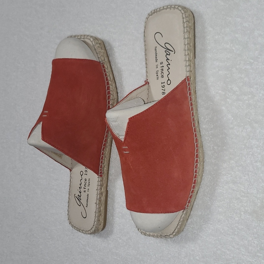 Gaimo Orange Suede Espadrille Slide Sandals